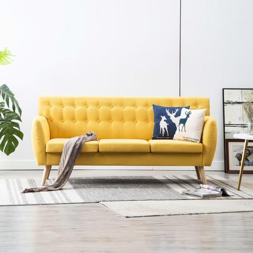 vidaXL Driezitsbank 172x70x82 cm stof geel, Huis en Inrichting, Zetels | Zetels, Nieuw, Verzenden