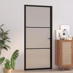 vidaXL Binnendeur 93x201,5 cm matglas en aluminium zwart, Verzenden, Nieuw