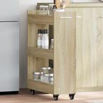 vidaXL Kast met wieltjes 60x22x79 bewerkt hout sonoma, Huis en Inrichting, Kasten | Overige, Verzenden, Nieuw