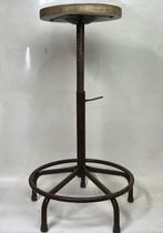 Kruk - Smeedijzer, Hout - Retro werkplaatskruk