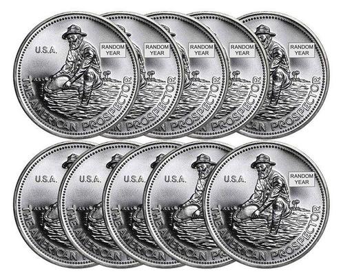 Verenigde Staten. 10 x 1 oz Engelhard Prospector Silver, Postzegels en Munten, Edelmetalen en Baren