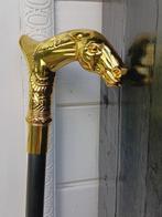 Wandelstok - paard goud verguld - metaal hout