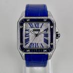 Cartier - Santos 100 Custom Diamond/Saphire - 2656 - Heren -, Handtassen en Accessoires, Horloges | Heren, Nieuw
