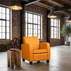 Leren fauteuil Joy - Toledo Leem (geel/bruin) - Poten hout, Ophalen of Verzenden