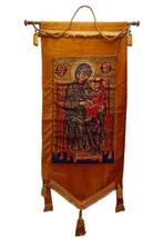 Prachtige vaandel met Maagd Maria en kind - 120 cm - Hout,, Antiek en Kunst