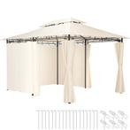 tectake Luxe tuinpaviljoen Emine 4x3m met 6 zijdelen - crème, Verzenden, Nieuw