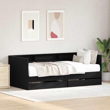 vidaXL Dagbed Frame met Laden Zwart eiken 100 x 200 cm, Verzenden