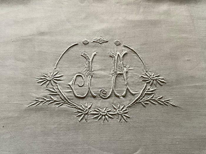 Vroege 20e eeuw bedlinnen, linnen met J.A. initialen. -, Antiek en Kunst, Antiek | Tapijten, Tafelkleden en Textiel