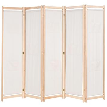 vidaXL Kamerscherm met 5 panelen 200x170x4 cm stof crème, Verzenden