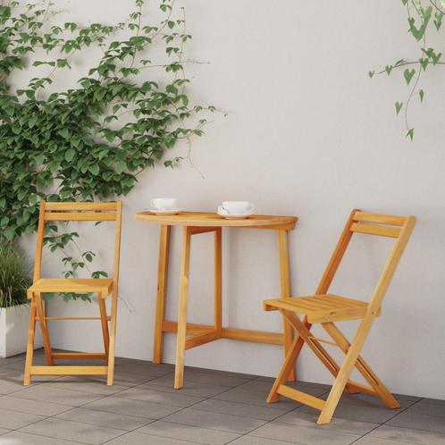 vidaXL 3-delige opvouwbare bistroset in massief acaciahout, Tuin en Terras, Tuinsets en Loungesets, Nieuw, Verzenden