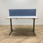 Tweedehands Aspa Zit-sta bureau met akoestische wand blauw,, In hoogte verstelbaar, Gebruikt, Stabureau