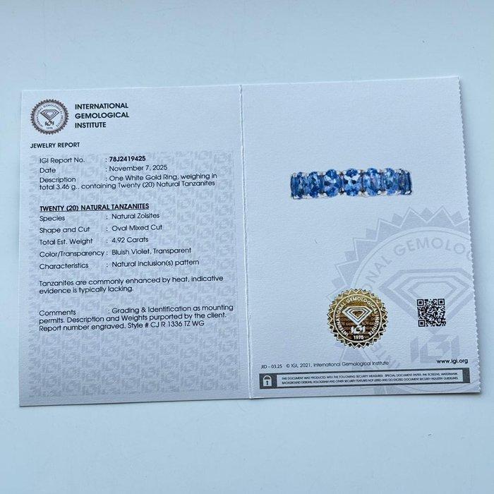 Eeuwigheidsring - 14 karaat Witgoud - 4.92ct. tw. Tanzaniet, Handtassen en Accessoires, Antieke sieraden