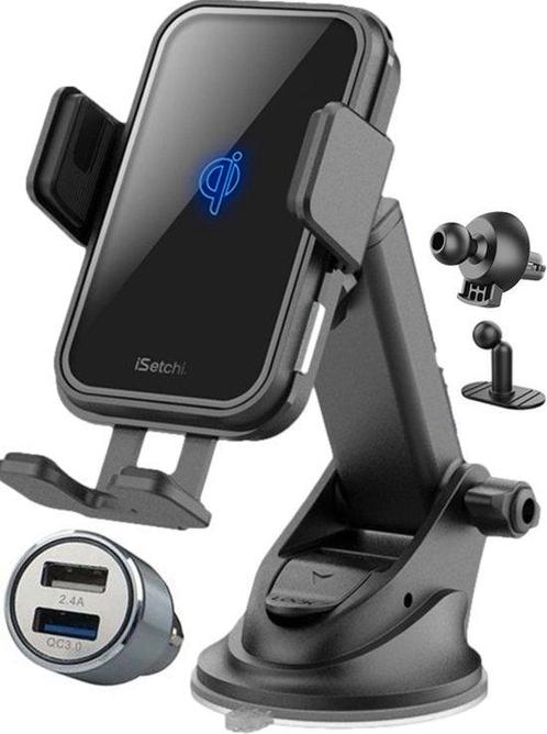 Tweedekans | iSetchi Telefoonhouder - Qi Draadloze Oplader -, Auto diversen, Auto-accessoires, Ophalen of Verzenden