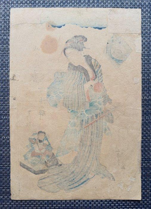 Estampe japonaise originale sur bois - Festival de Tango -, Antiquités & Art, Antiquités | Autres Antiquités