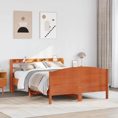 vidaXL Cadre de lit sans matelas cire marron 120x200cm, Maison & Meubles, Chambre à coucher | Lits, Neuf, Envoi