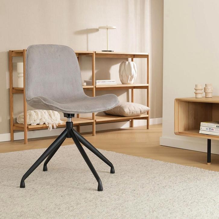 Draaibare eetkamerstoel | Grijs | Ribstof | Corduroy, Huis en Inrichting, Stoelen, Grijs, Nieuw, Eén, Verzenden