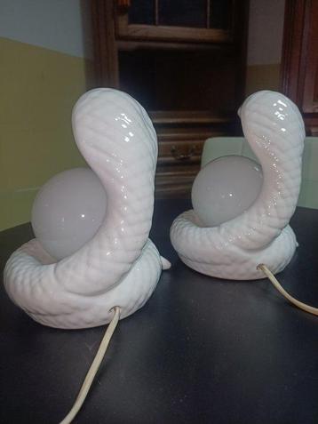 Lampe de table de chevet (2) - Céramique, Plastique, Verre