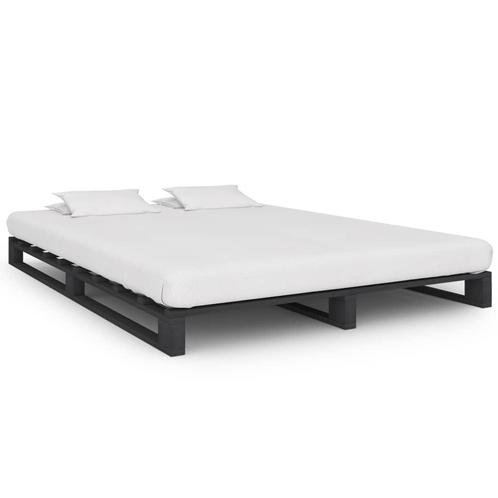 vidaXL Bedframe pallet massief grenenhout grijs 140x200 cm, Huis en Inrichting, Slaapkamer | Bedden, Nieuw, Verzenden