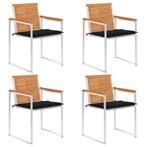 vidaXL Tuinstoelen 4 st met kussens massief acaciahout, Tuin en Terras, Tuinstoelen, Verzenden, Nieuw