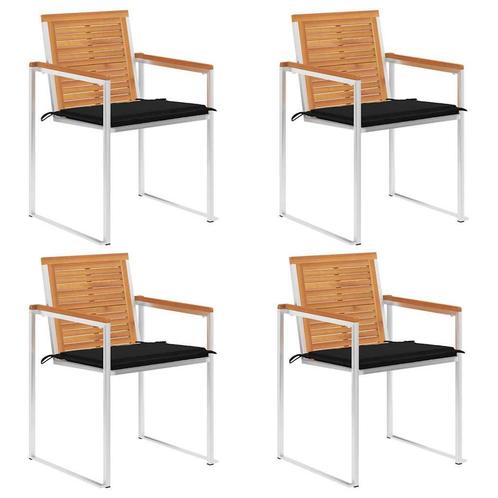 vidaXL Tuinstoelen 4 st met kussens massief acaciahout, Tuin en Terras, Tuinstoelen, Nieuw, Verzenden