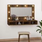 vidaXL Spiegelkast met LED-verlichting 90x31,5x62 cm gerookt, Huis en Inrichting, Verzenden, Nieuw