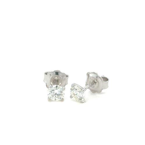 Oorbellen - 14 karaat Witgoud -  1.00ct. tw. Diamant, Handtassen en Accessoires, Oorbellen