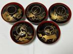 Antique wooden soup bowls with beautiful maki-e patterns -