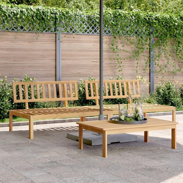 vidaXL Tuinmiddenbanken 2 st pallet massief acaciahout, Tuin en Terras, Tuinsets en Loungesets, Nieuw, Verzenden