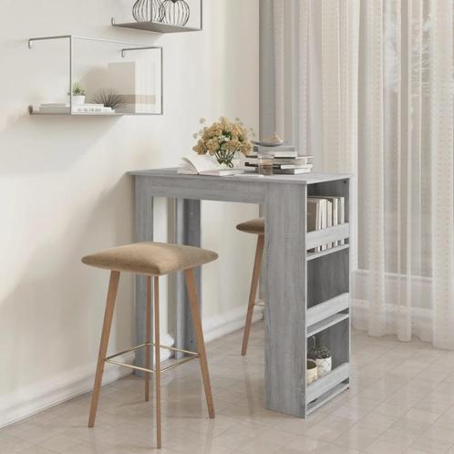 vidaXL Bartafel met opbergrek 102x50x103,5 cm hout grijs, Huis en Inrichting, Tafels | Eettafels, Nieuw, Verzenden