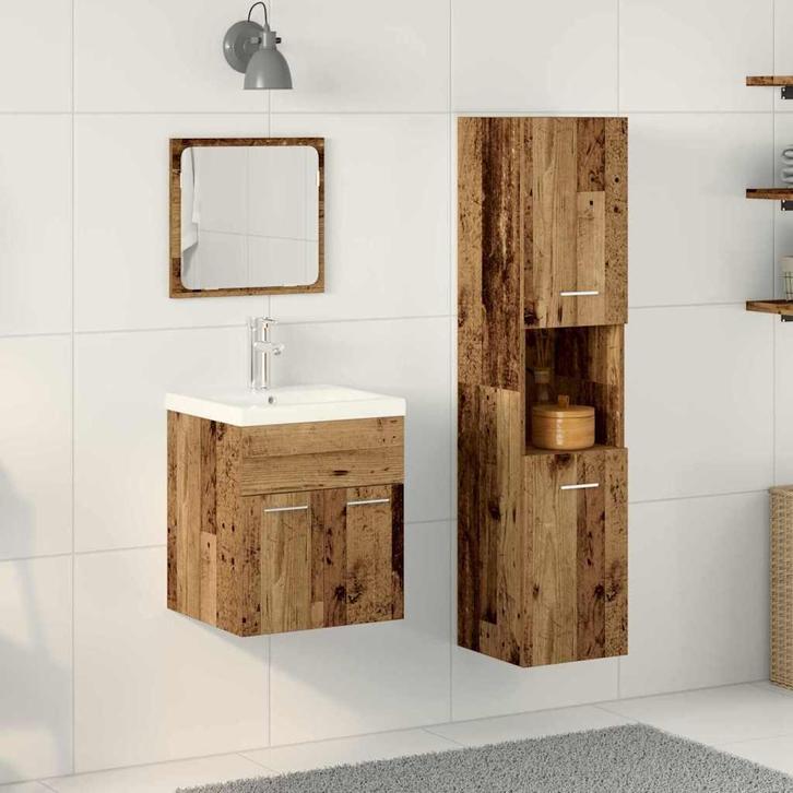 vidaXL Badkamer Meubelset met lade 4 pcs Oud Hout 41 x 38.5, Huis en Inrichting, Badkamer | Badkamermeubels, Nieuw, Verzenden