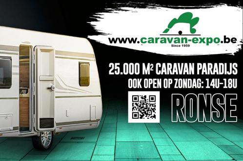 Caravan Paradijs 25.000m2 Paradis de caravanes, Caravans en Kamperen, Caravans, 1000 - 1250 kg, Airco, Disselslot, Douche, Fietsenrek