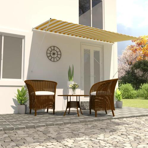 vidaXL Luifel uittrekbaar 400x150 cm geel en wit, Jardin & Terrasse, Protection solaire, Envoi