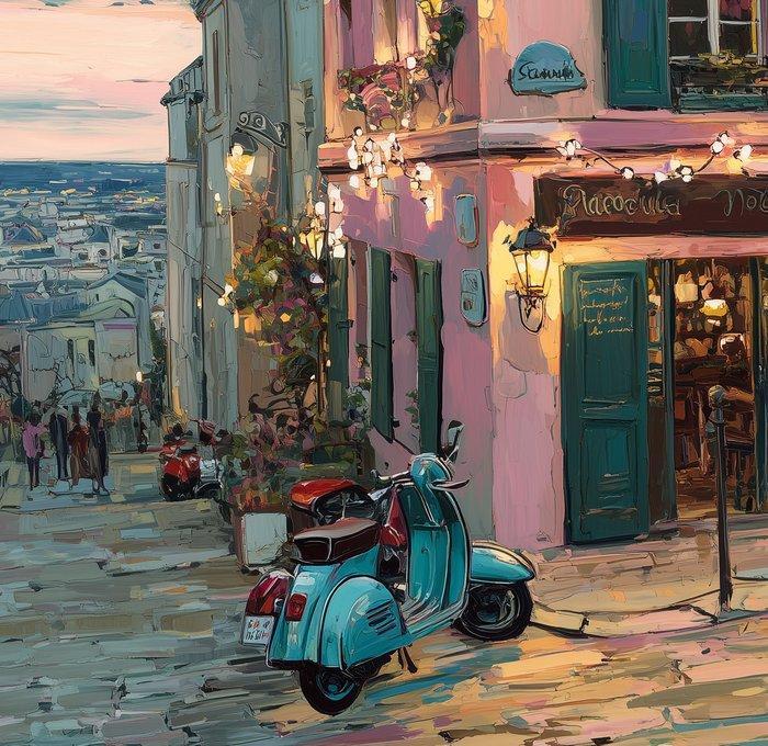 Irina Collins - Paris Sunset XL · NO Reserve, Antiek en Kunst, Kunst | Schilderijen | Modern