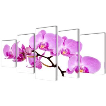vidaXL Canvas muurdruk set orchidee 100 x 50 cm beschikbaar voor biedingen