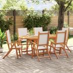 vidaXL 7-delige Tuinset massief acaciahout en textileen, Tuin en Terras, Verzenden, Nieuw, Tuinset