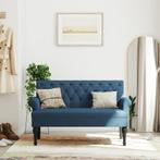vidaXL Bankje met rugleuning 120x62x75,5 cm stof blauw, Huis en Inrichting, Verzenden, Nieuw