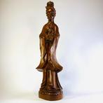 Beeld, Kuan Yin met kind Maitreya - 47 cm - Houten beeld van