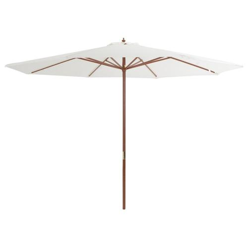 vidaXL Parasol avec mÃ¢t en bois 350 cm Blanc sable, Tuin en Terras, Parasols, Verzenden