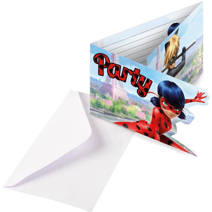 Miraculous Uitnodigingen 14cm 8st, Hobby en Vrije tijd, Feestartikelen, Nieuw, Verzenden