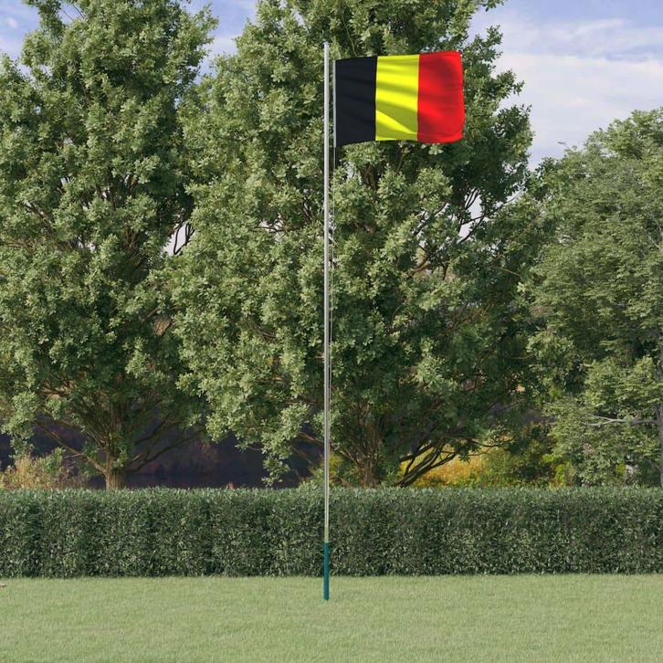 vidaXL Vlag met vlaggenmast België 6,23 m aluminium, Diversen, Vlaggen en Wimpels, Nieuw, Verzenden