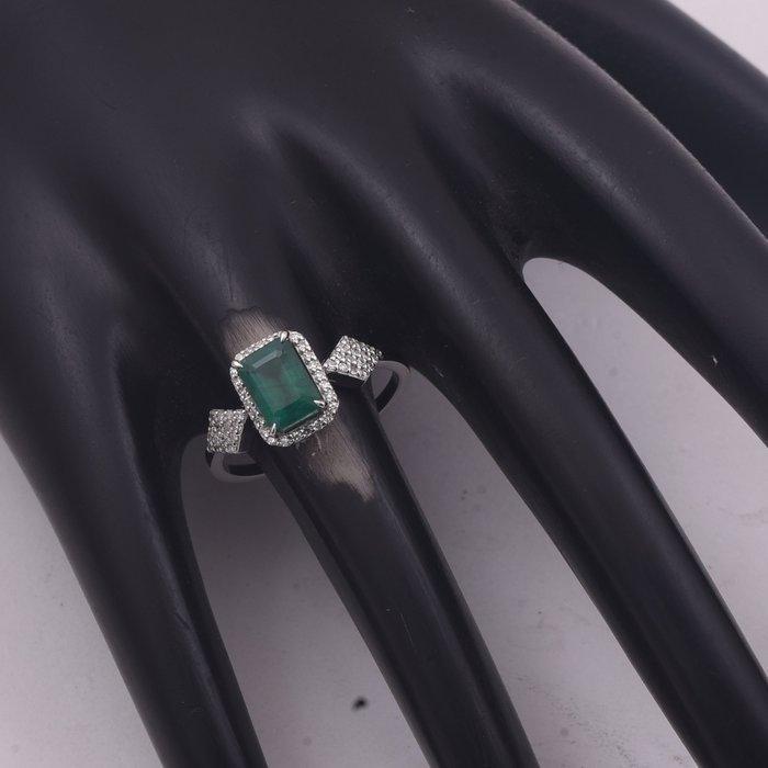 Zonder minimumprijs - Ring Platina - 1.32ct. tw. Smaragd -, Bijoux, Sacs & Beauté, Bagues