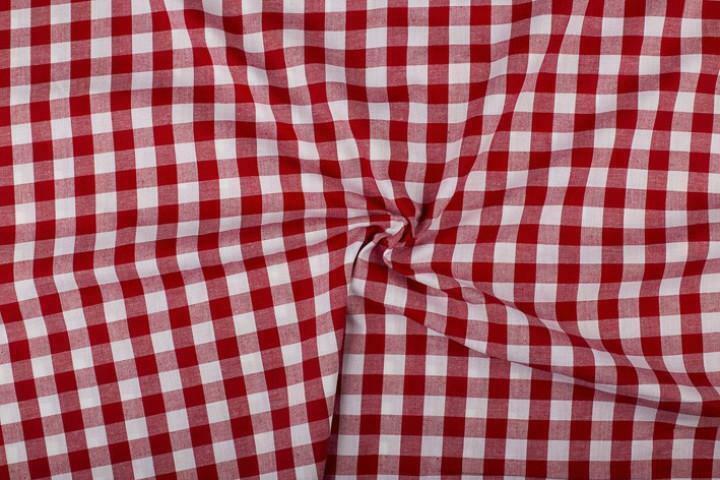 Ruitjesstof rood wit geruit - 18mm geruit, Hobby en Vrije tijd, Stoffen en Lappen, 120 cm of meer, 200 cm of meer, Rood, Nieuw