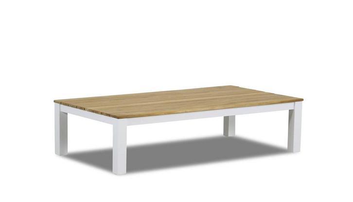 Suns Lago loungetafel matt white met teak blad 75 x 140 cm |, Tuin en Terras, Tuinsets en Loungesets