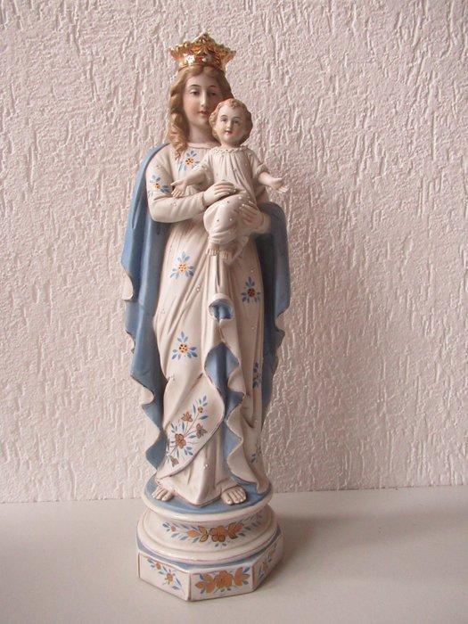 Beeld, Antiek biscuit porselein Mariabeeld - 46 cm - biscuit, Antiek en Kunst, Antiek | Boeken en Manuscripten