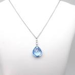 Collier - 18 carats Or blanc Diamant (Naturelle) - Topaze, Handtassen en Accessoires, Kettingen, Nieuw