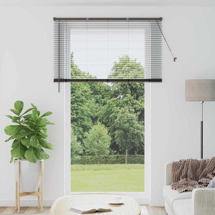 vidaXL Raamjaloezie met gordijnen Zwart Aluminium, Huis en Inrichting, Stoffering | Gordijnen en Lamellen, Nieuw, Verzenden