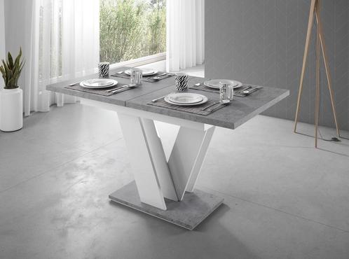 Eetkamertafel Moris - Wit - Betonlook, Huis en Inrichting, Tafels | Eettafels, Nieuw, 50 tot 100 cm, Verzenden