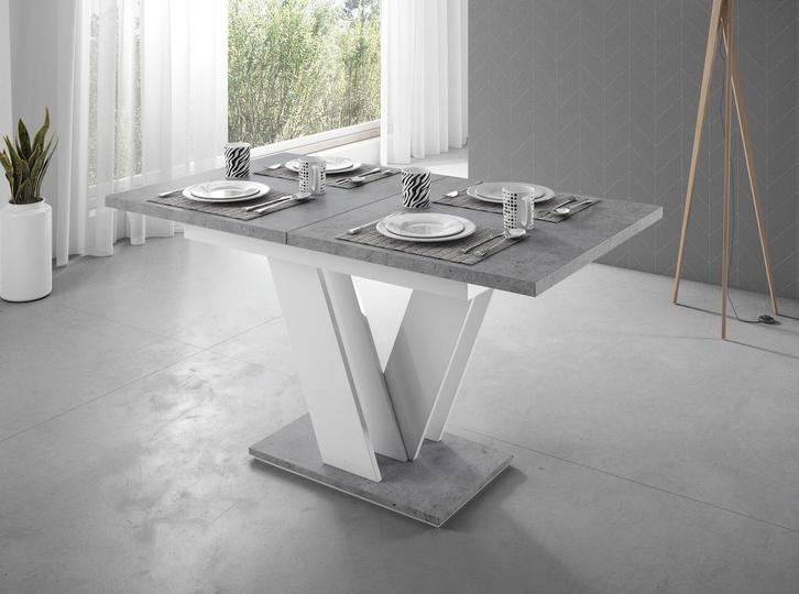 Eetkamertafel Moris - Wit - Betonlook, Huis en Inrichting, Tafels | Eettafels, Nieuw, 50 tot 100 cm, Verzenden