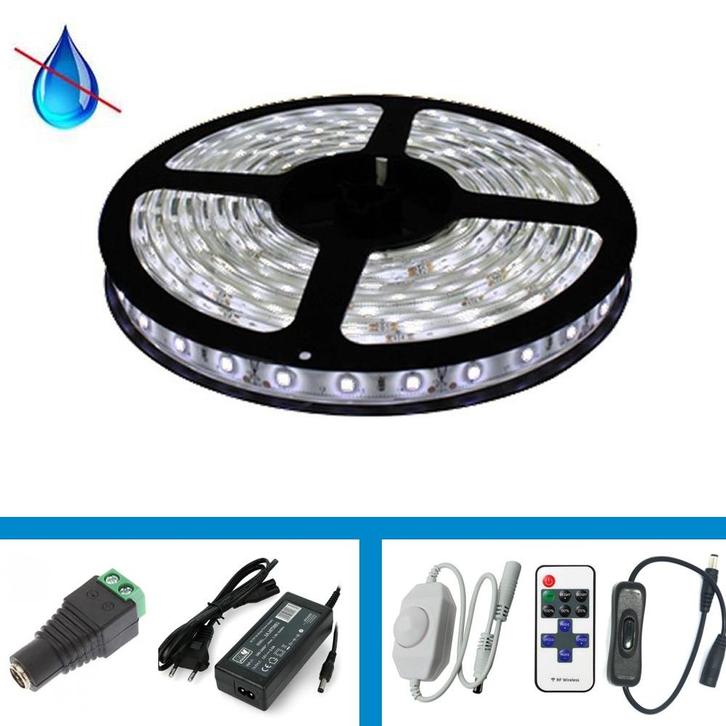 LED Strip - 5 meter - Complete set - Kleur wit - LED type 5, Maison & Meubles, Lampes | Autre, Envoi