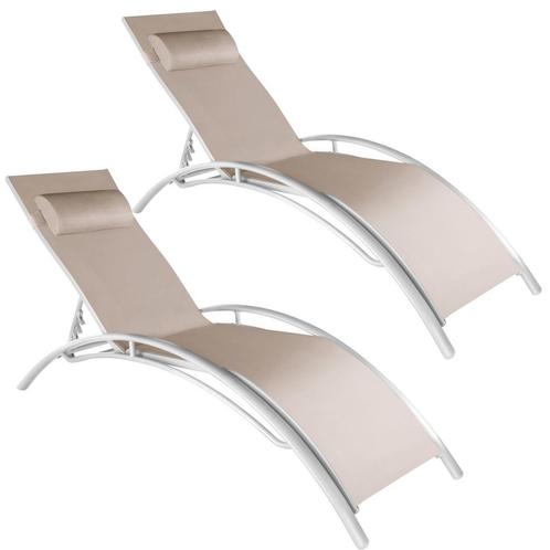 tectake 2 ligbedden van aluminium, 5-voudig verstelbaar - be, Tuin en Terras, Tuinsets en Loungesets, Verzenden